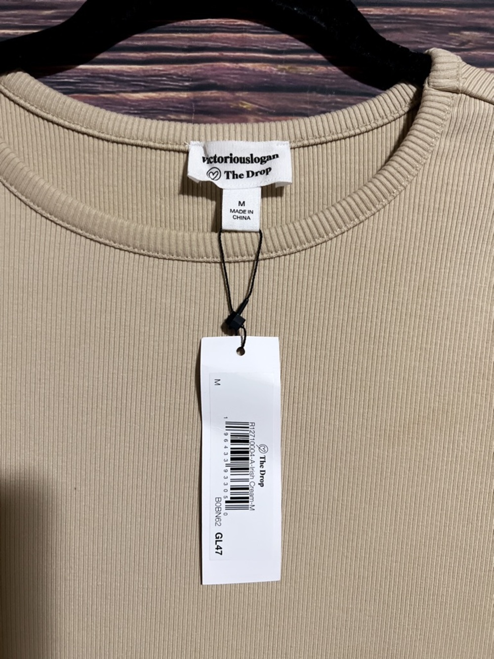 Asymmetrical Beige Long-Sleeve Knit Dress with Side Button Detail - Picture 7 of 16
